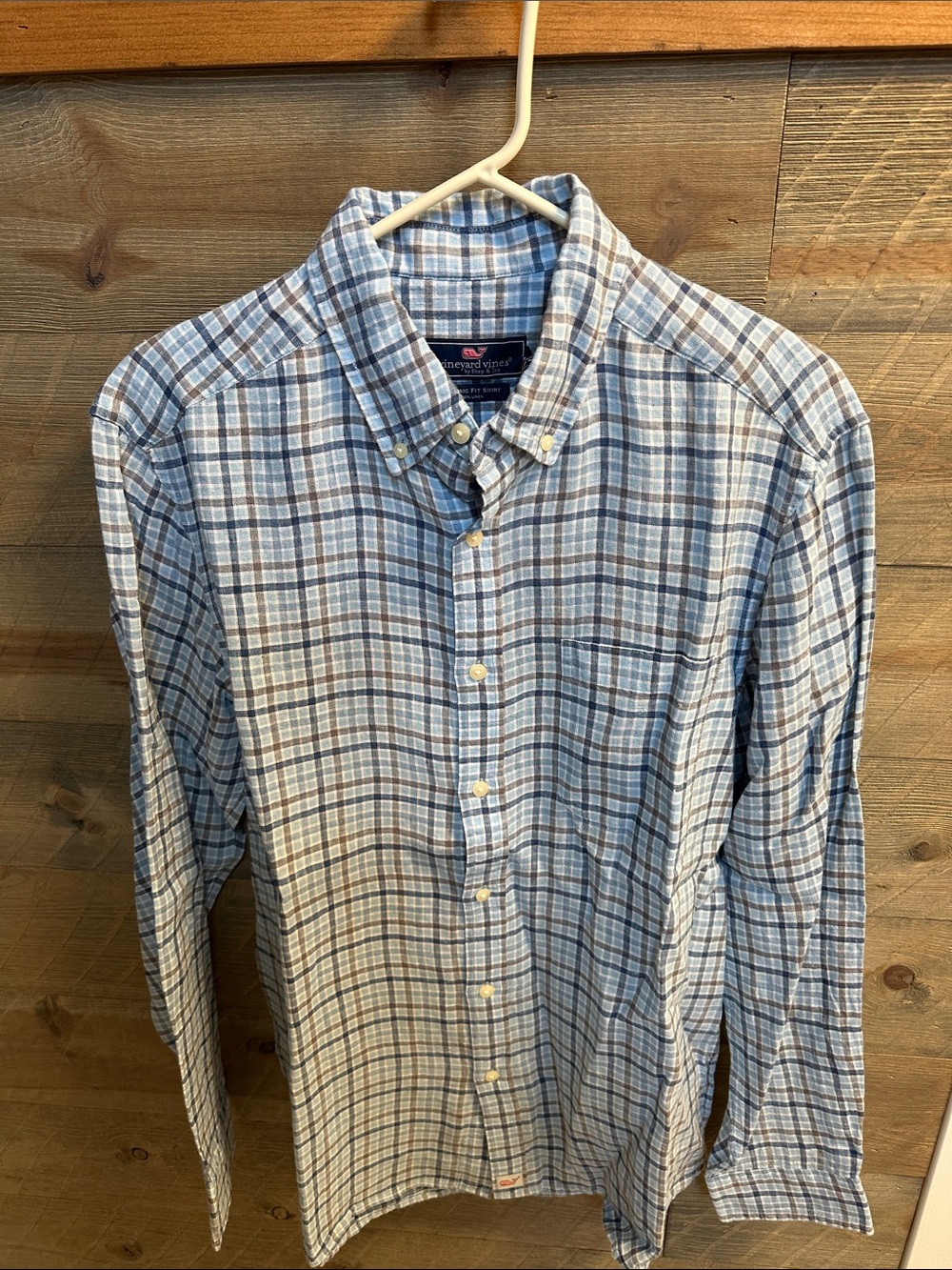 Vineyard Vines Blue and Brown Plaid Button-Down Shirt